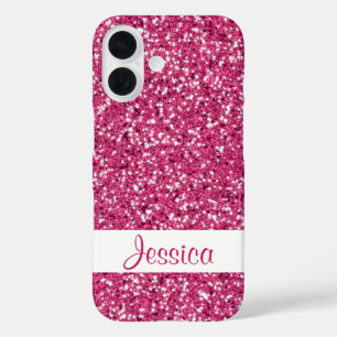 Coques iPhone 16 Faux Pin Parties scintillant Motif Look et Nom per