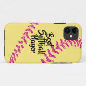 Coques Case-Mate iPhone Faux points de suture de softball scintillant rose (Dos (Horizontal))