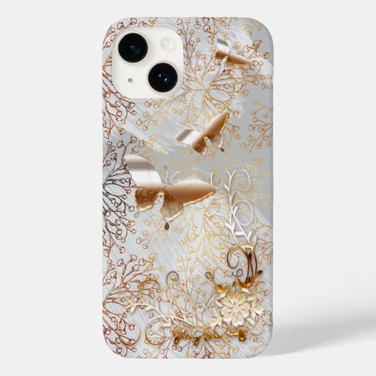 Coques Case-Mate iPhone Faux Rose Gold & Silver iPhone 14, à peine là (Verso)
