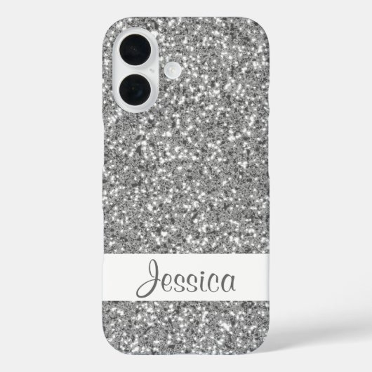 Coques Case-Mate iPhone Faux Silver Parties scintillant Motif ressemblant  (Verso)