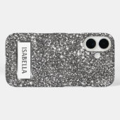 Coques Case-Mate iPhone Faux Silver Parties scintillant Texture Look & Cus (Verso (horizontal))