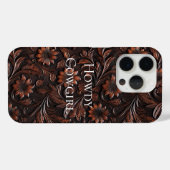 Coques Case-Mate iPhone Faux Sud-Ouest Brown Fleurs de vache en cuir (Verso (horizontal))