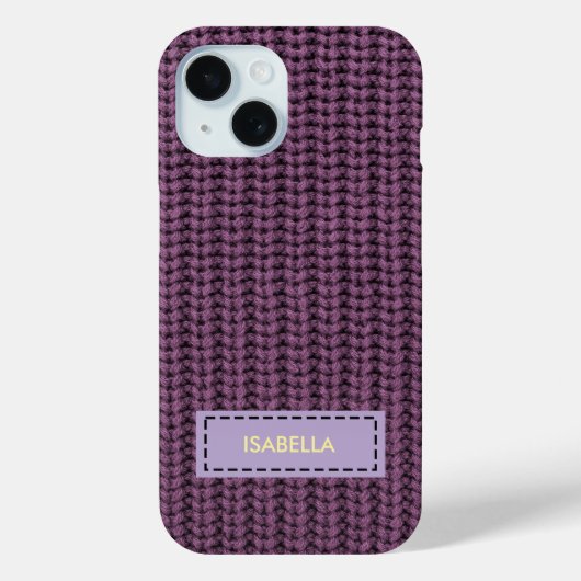 Coques Case-Mate iPhone Faux Sweater Knit Custom Name Phone Cover (Verso)