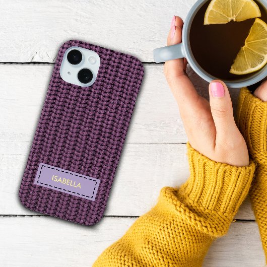 Coques Case-Mate iPhone Faux Sweater Knit Custom Name Phone Cover