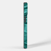 Coques Case-Mate iPhone Faux Turquoise Foil Stripe Waves Monogramme (Verso / Droite)