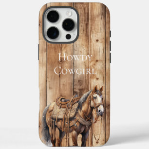 Coques iPhone 16 Pro Max Faux Wood Western Cowboy Cowgirl Horse