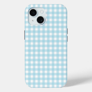 Coque Pour iPhone 15 Faye et Lauren Gingham Bleu Clair