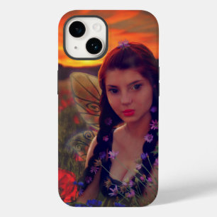 Coque Pour iPhone 14 Fée au coucher du soleil dans un champ de pavots I