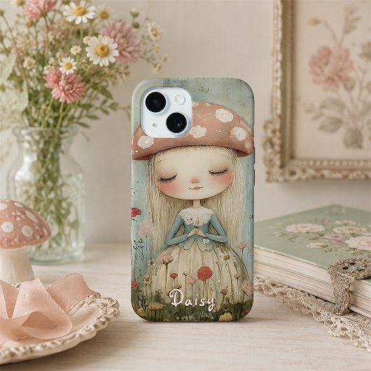 Coques Case-Mate iPhone Fée Champignon Mignonne dans une Prairie de Fleurs