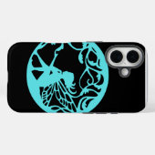 Coques Case-Mate iPhone Fée Cyan sur Fond Noir  (Verso (horizontal))