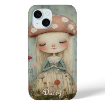 Fée de champignons mûrs dans une prairie de fleurs