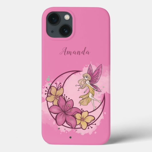 Coques Case-Mate iPhone Fée d'Imaginaire mignonne sur la lune, Nom personn (Verso)