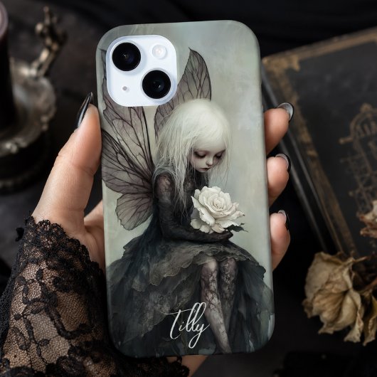 Coques Case-Mate iPhone Fée gothique et rose blanche | Fantastique sombre 