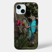 Coques Case-Mate iPhone Fée mignonne nourrissant un oiseau (Verso)