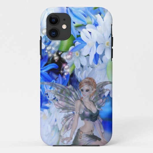 Coques Case-Mate iPhone Féerie papillon en fleurs bleues (Dos)