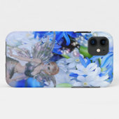Coques Case-Mate iPhone Féerie papillon en fleurs bleues (Dos (Horizontal))