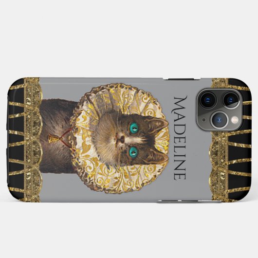 Coques Case-Mate iPhone Felicette Bleu Chic French Kitty Monogramme (Dos (Horizontal))