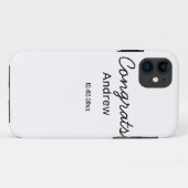 Coques Case-Mate iPhone Félicitations minimales simples ajouter nom date a (Dos (Horizontal))