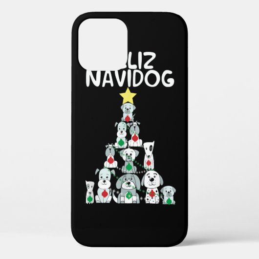 Coques Case-Mate iPhone Feliz Navidog T-shirt Chien de Noël, drôle mignon  (Verso)