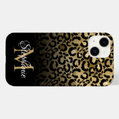 Coques Case-Mate iPhone Féminin noir et or léopard ombré monogramme (Verso (horizontal))