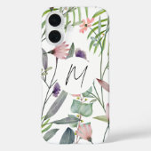 Coques Case-Mate iPhone Feminine blanche arrière - plan floral Initiales m (Verso)