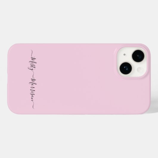 Coques Case-Mate iPhone Feminine Pastel Rose avec Script Nom personnalisé (Verso (horizontal))