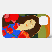 Coques Case-Mate iPhone Femme aux cheveux longs marchant dans le champ de  (Verso (horizontal))