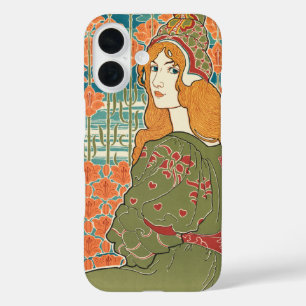 Coques iPhone 16 Femme aux Cheveux Roux Lys Orange Impression d'Art