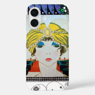 Coques iPhone 16 FEMME AVEC TURBAN JAUNE ORIENTAL / Mode Beauté