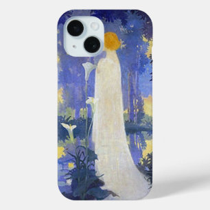 Coque Pour iPhone 15 Femme blanche avec Lys Calla