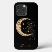 Coques Case-Mate iPhone Femme céleste lune & étoiles,boho,élégant or (Verso)