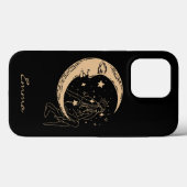 Coques Case-Mate iPhone Femme céleste lune & étoiles,boho,élégant or (Verso (horizontal))