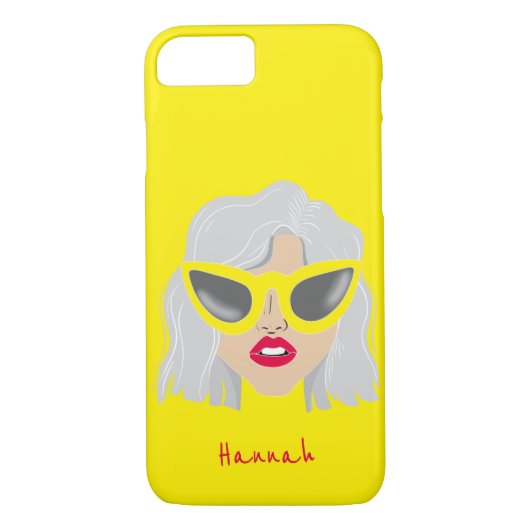 Coques Case-Mate iPhone Femme cool à Haired Gris avec lunettes Nom personn (Dos)