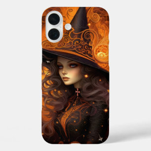 COQUES iPhone 16 PLUS FEMME DE CARTE DE TAROT ORANGE D'HALLOWEEN GOTHIQU