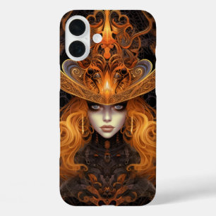 COQUES iPhone 16 PLUS FEMME DE CARTE DE TAROT ORANGE GOTHIC ÉPOUVANTABLE