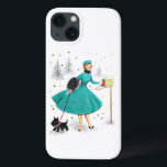 Case-Mate iPhone Case Femme de Noël rétro vintage avec Scotty Dog<br><div class="desc">Femme de Noël rétro vintage avec un Chien écossais. Ce serait un coque mignon pour votre téléphone ou un cadeau unique pour un ami ou un membre de la famille pour la saison des Fêtes.</div>