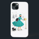 Case-Mate iPhone Case Femme de Noël rétro vintage avec Scotty Dog<br><div class="desc">Femme de Noël rétro vintage avec un Chien écossais. Ce serait un coque mignon pour votre téléphone ou un cadeau unique pour un ami ou un membre de la famille pour la saison des Fêtes.</div>