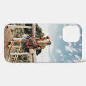 Coques Case-Mate iPhone Femme debout sur la terrasse (Verso (horizontal))