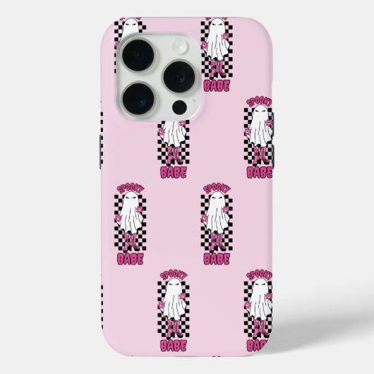 Coques Case-Mate iPhone Femme "Éffrayant Babe" Fantôme d'Halloween - Rose  (Verso)