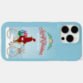 Coques Case-Mate iPhone Femme en Red Riding Bicyclette Joyeux Noël Télépho (Verso (horizontal))