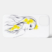 Coques Case-Mate iPhone Femme face Fleurs jaunes Mode illustration art (Verso (horizontal))