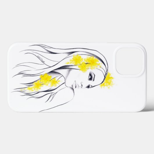 Coques Case-Mate iPhone Femme face Fleurs jaunes Mode illustration art (Verso (horizontal))