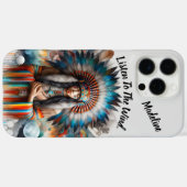Coques Case-Mate iPhone Femme indienne indigène coiffure en plumes vibrant (Verso (horizontal))