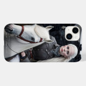 Coques Case-Mate iPhone Femme islandaise à cheval blanc Photo (Verso (horizontal))