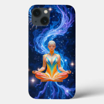 Femme méditative avec énergie de flux