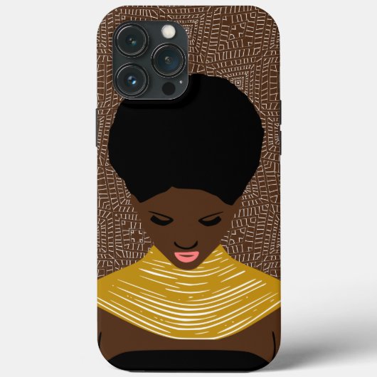 Coques Case-Mate iPhone Femme noire brune regardant vers le bas | Collier (Verso)