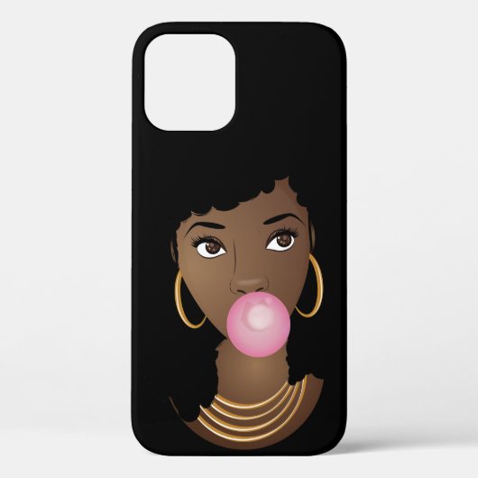Coques Case-Mate iPhone Femme noire, Cheveux naturels, Bubblegum rose (Verso)