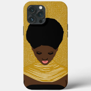 Case-Mate iPhone Case femme noire en or regardant vers le bas Collier