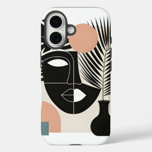 Coques iPhone 16 Femme noire géométrique