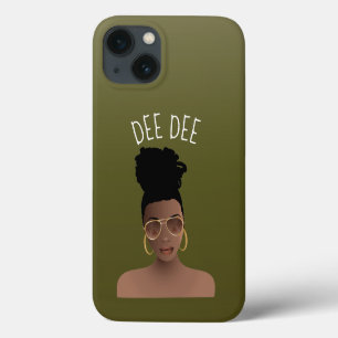 Case-Mate iPhone Case Femme noire, Nuances d'or & High Bun, Vert olive